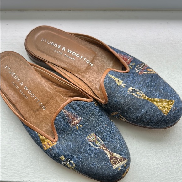 Stubbs & Wootton Women's Blue Slip-On Shoes - Picture 1 of 7
